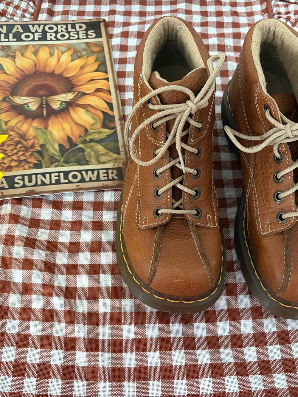 Brown Leather Dr. Martens boots with vintage vibe